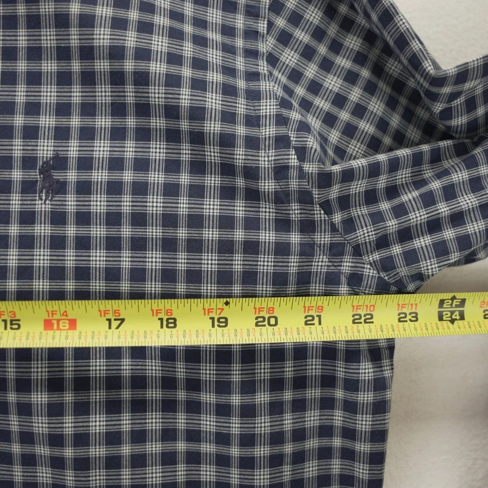 Polo Ralph‎ Lauren Lowell Sport Mens Medium Blue Plaid Cotton Button Down Shirt